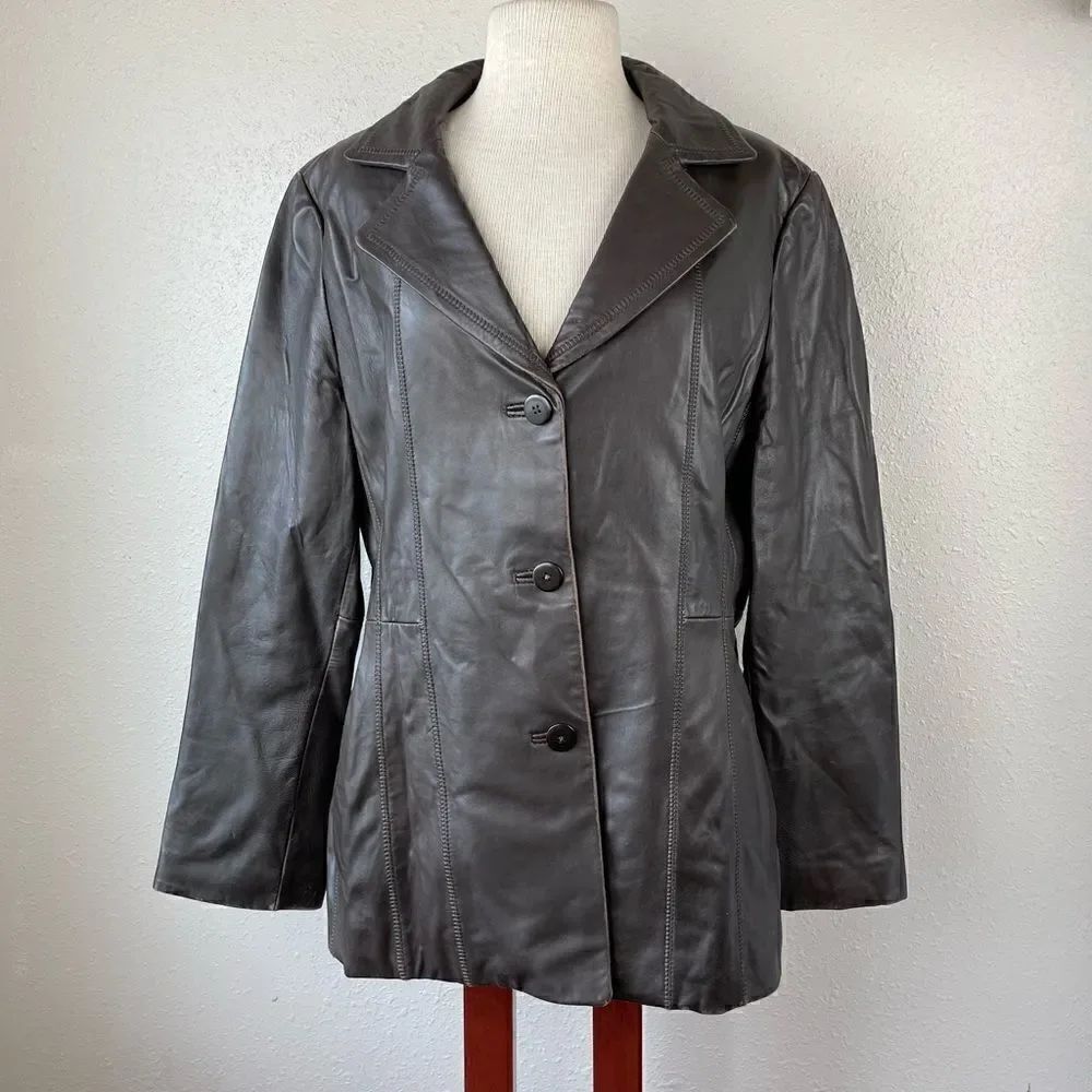 Avanti New York Brown Leather Jacket Size XL EUC